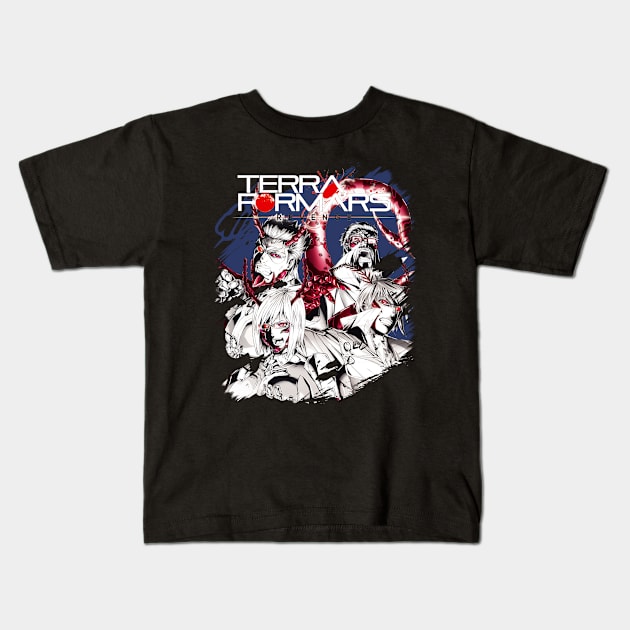 Adapt or Die Terra Anime T-Shirt Celebrating Characters' Adaptations and Survival Skills Kids T-Shirt by skeleton sitting chained